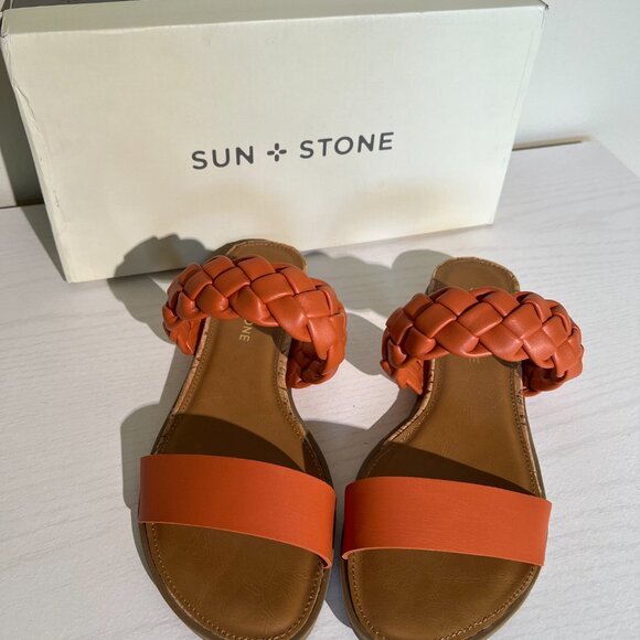Sun + Stone Braided Open Toe Slide Sandals Women’s Sz 7W New in Box - Picture 3 of 4
